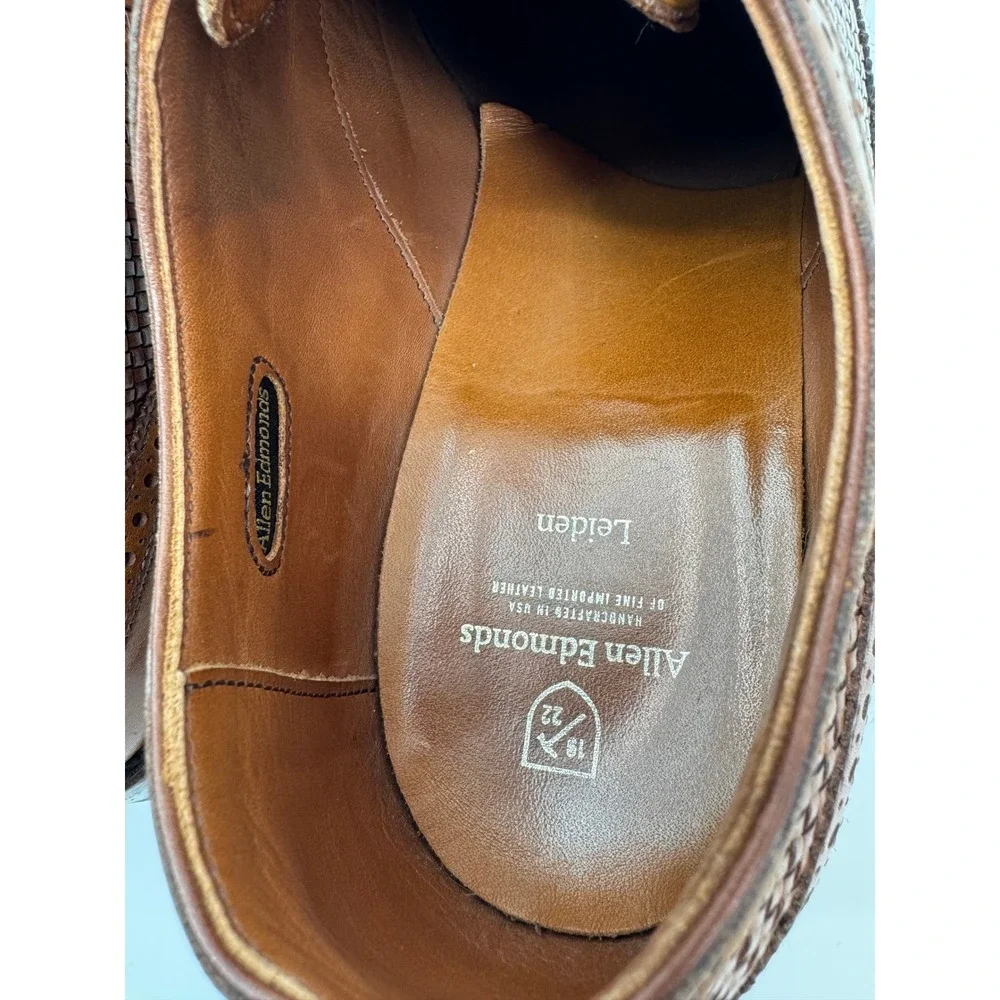 Allen Edmonds Leiden Weave Wingtip Bluchers Brown Leather Dress Shoes 14 1996